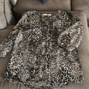 Quarter Sleeve Multi-Print Blouse